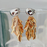 Gold leaf tassel earrings