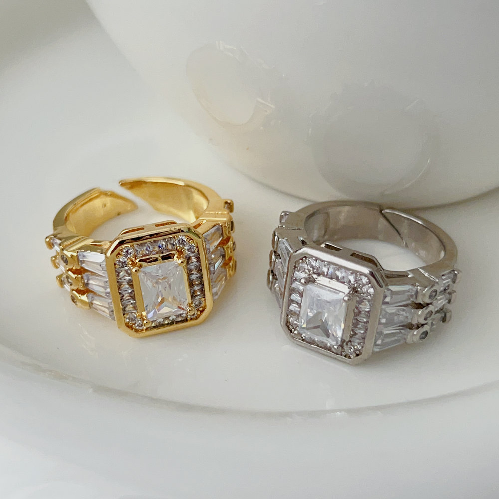 pave zircon square ring