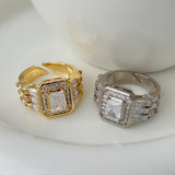 pave zircon square ring