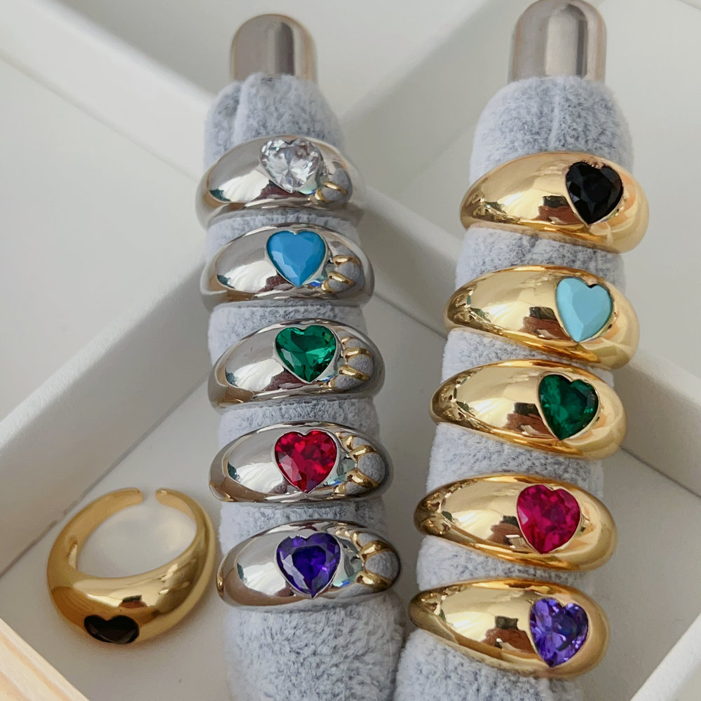 pave heart zircon ring