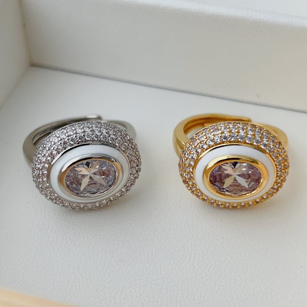 white enamel round ring