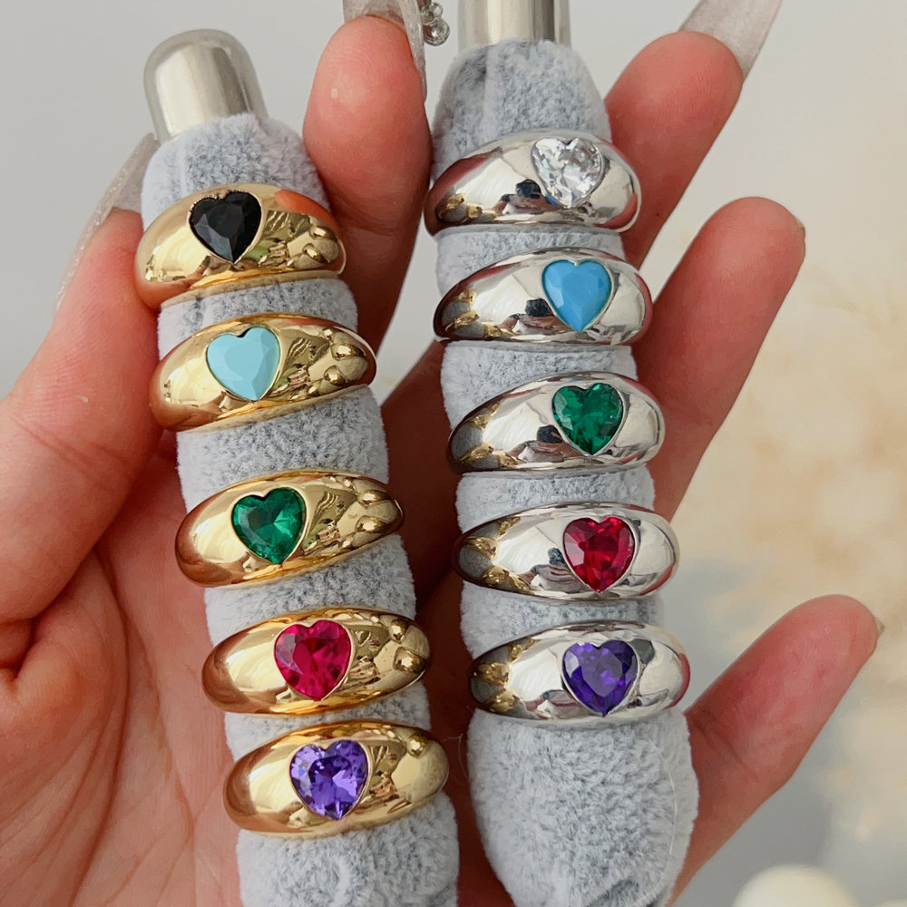 pave heart zircon ring