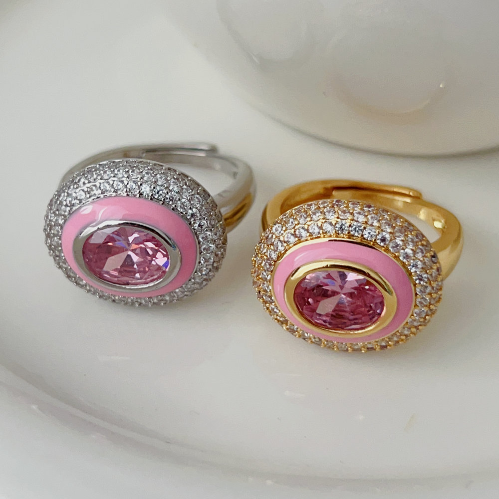 pink enamel ring