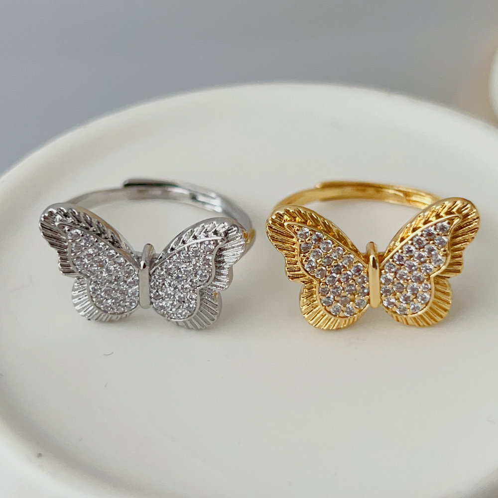 Pave butterfly ring