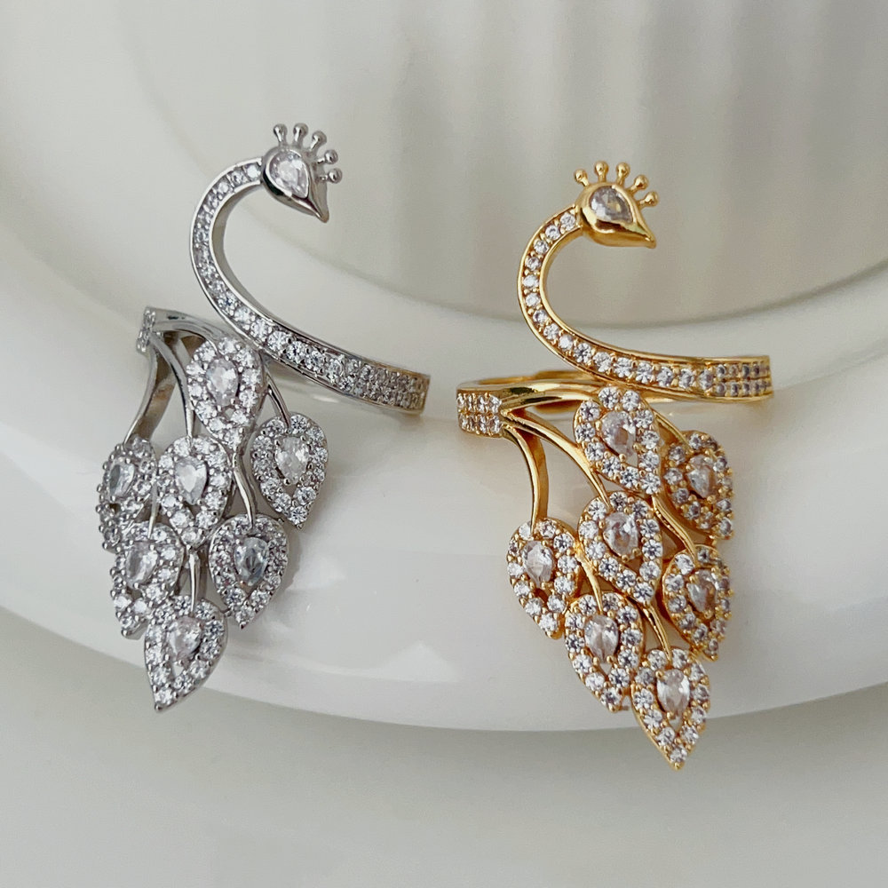 Pave peacock ring
