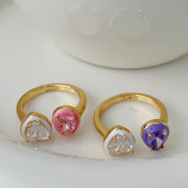 Enamel heart ring