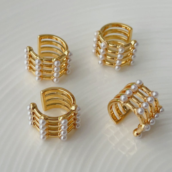 Pave pearl chunky ear cuff ( pair )