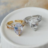 Pave water drop zircon ring