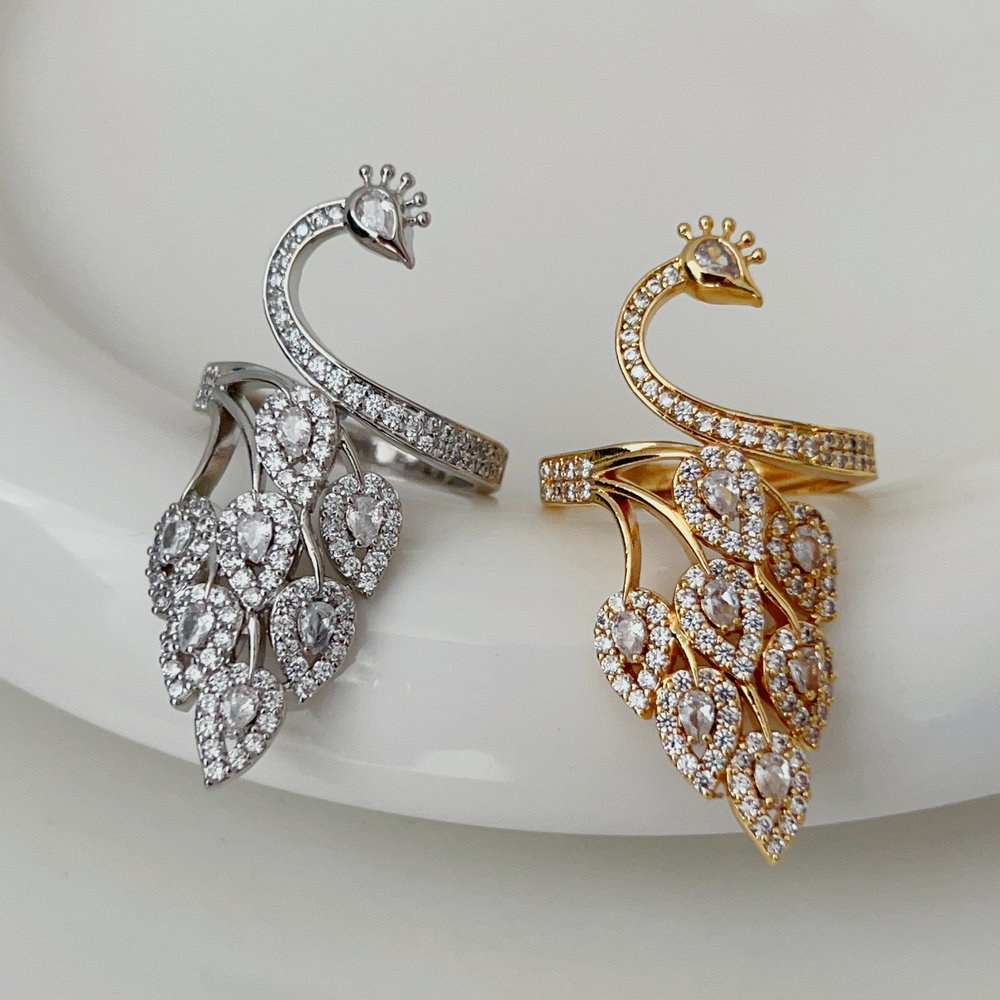 Pave peacock ring