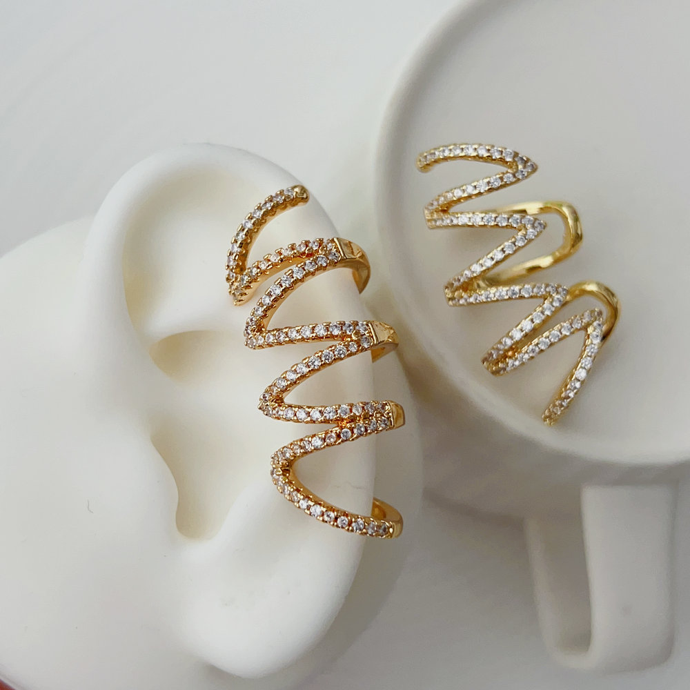 Pave chunky ear cuff （pair)