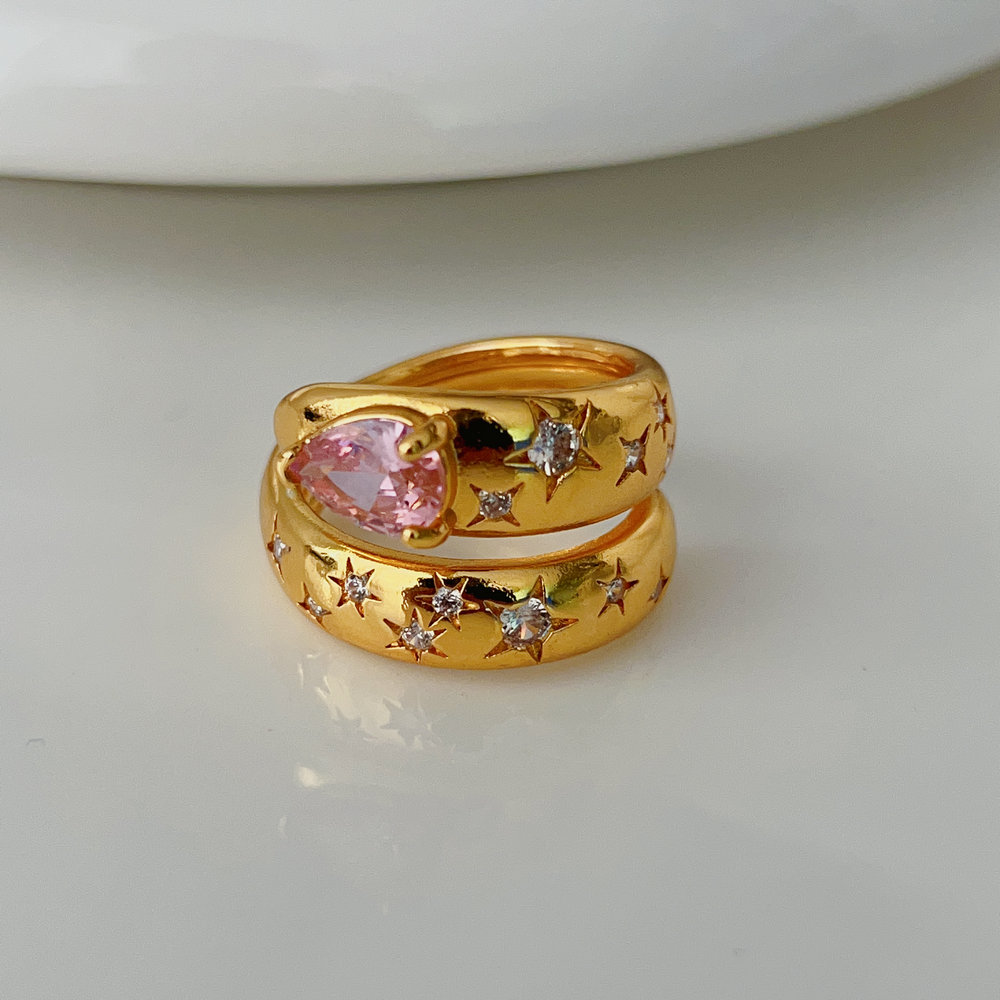 Pave snake ring