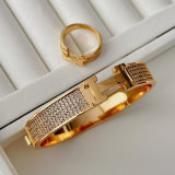 Pave zicon H bangle set with ring
