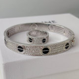 Pave zircon nail bangle set with ring