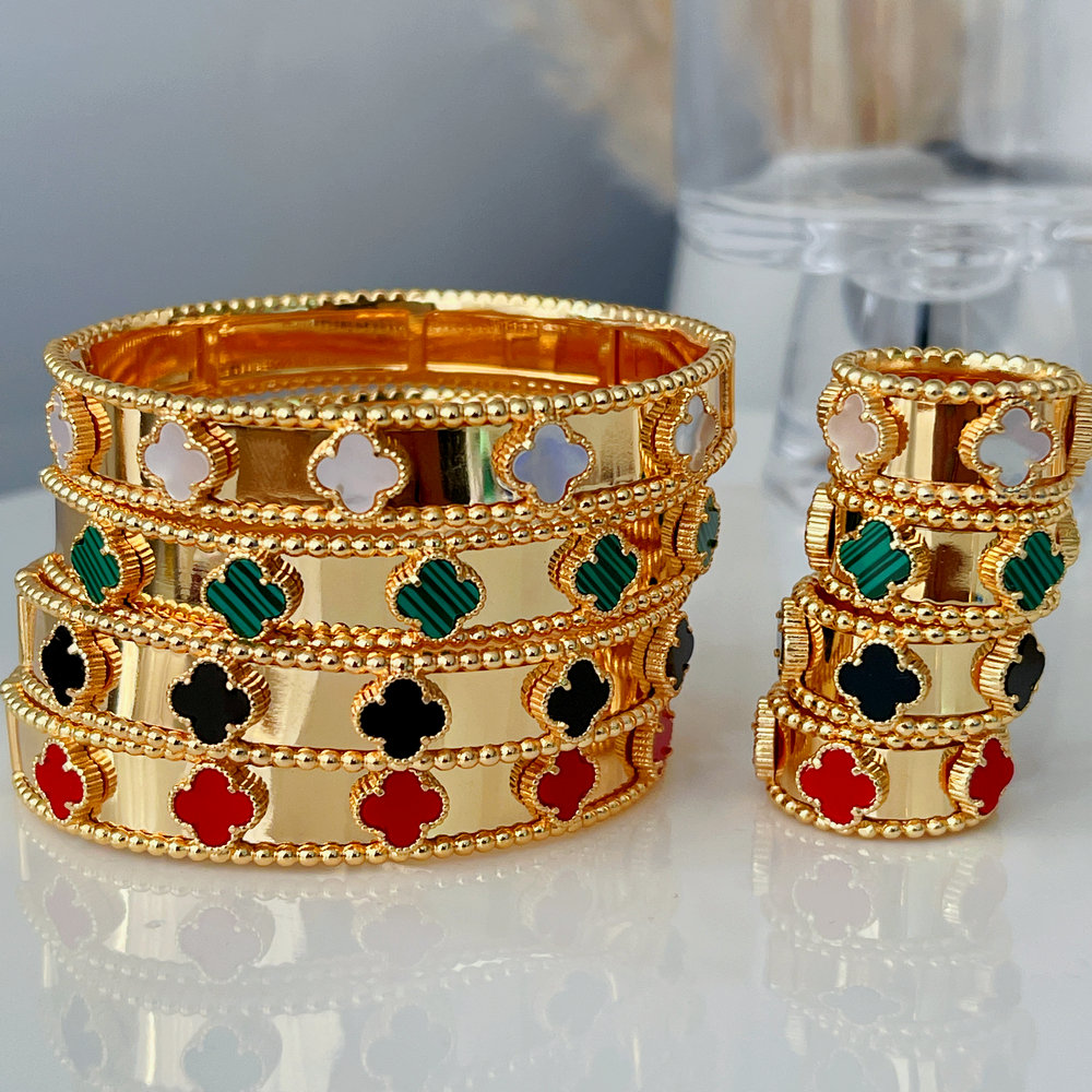 Clover bangle set with ring