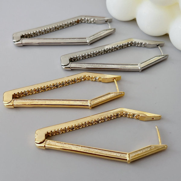 Pave chunky triangle earrings