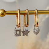 Pave star heart charm earrings