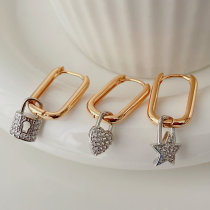 Pave star heart charm earrings