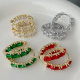 Pave green red clear zircon hoop