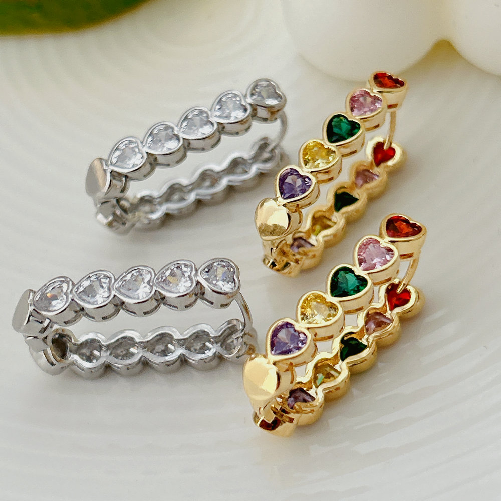 Pave heart zircon hoop