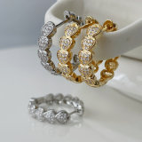 Pave heart hoops