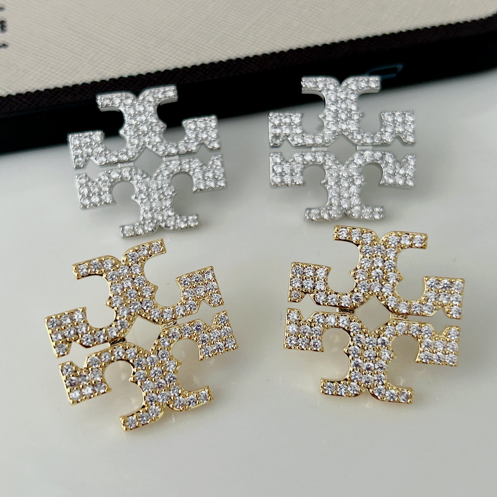 Pave TB earrings