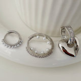 Pave heart charm set earrings