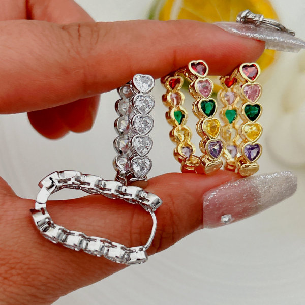Pave heart zircon hoop