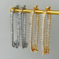 Pave long tennis chain tassel earrings