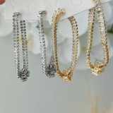 Pave long tennis chain tassel earrings