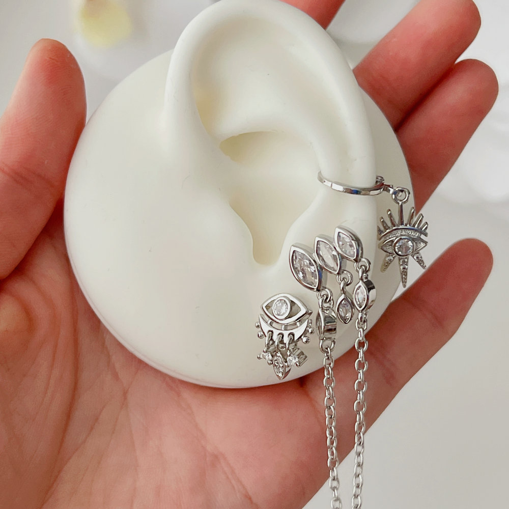 Pave set eye earrings
