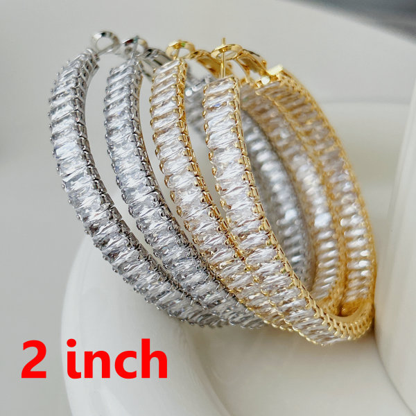 Big zircon chunky hoop 2inch