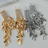 Leaf tassel earrings