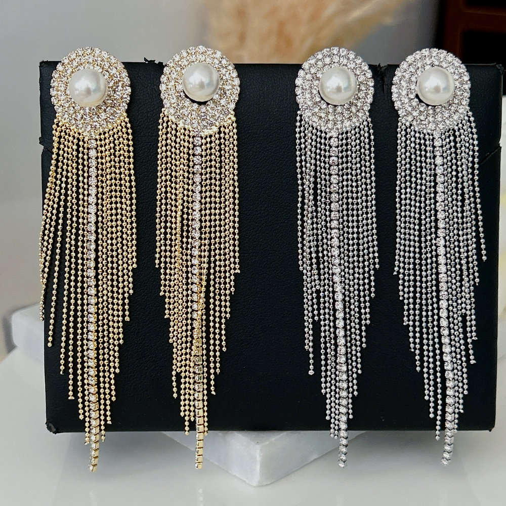 Chain tassel party earrings