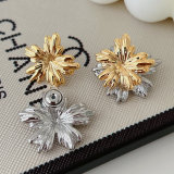 Silver and gold mix flower earrings