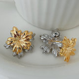 Silver and gold mix flower earrings