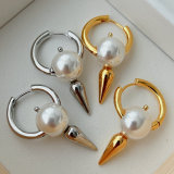 Pearl arrow hoop earrings