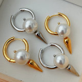 Pearl arrow hoop earrings