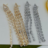 Pave long zircon party earrings
