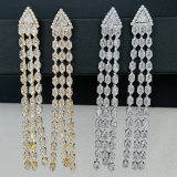 Pave long zircon party earrings