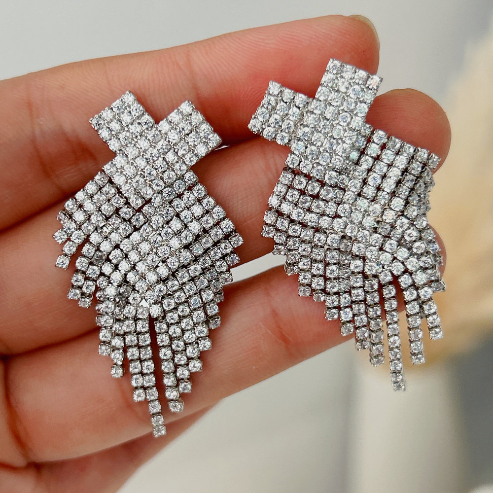 Pave zircon party earrings