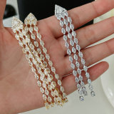 Pave long zircon party earrings