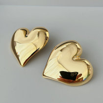 Metal heart chunky earrings