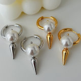 Pearl arrow hoop earrings