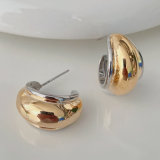 Silver and gold moon earrings