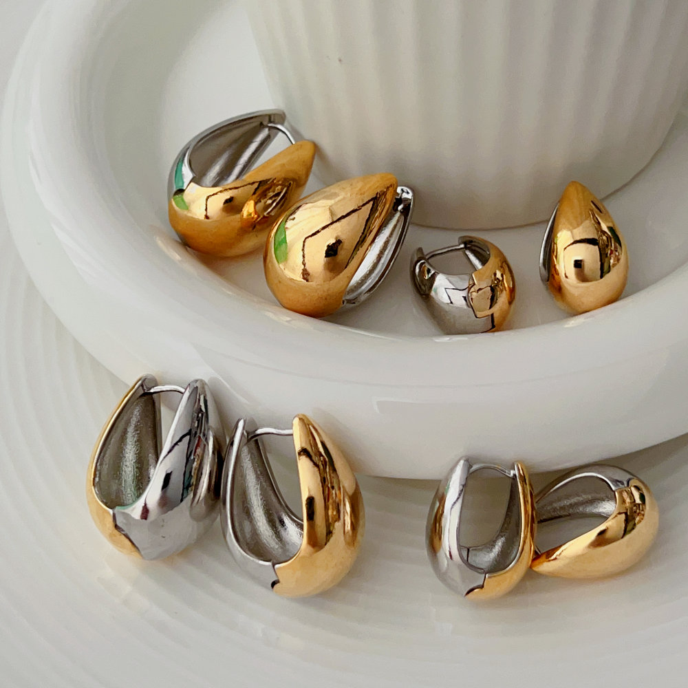 Double silver and gold drop earrings