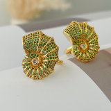 Pave green Conch Ring