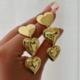 Metal heart long earrings