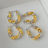 Silver and gold twist hoop