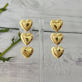 Metal heart long earrings