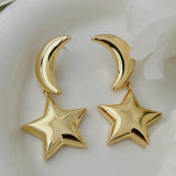 Metal moon star pendant earrings